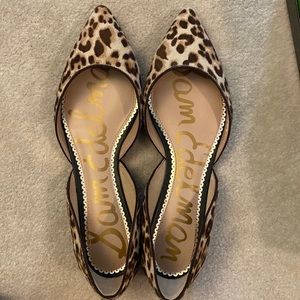 COPY - Real calf hair Sam Edelman pointy flats in brown leopard.